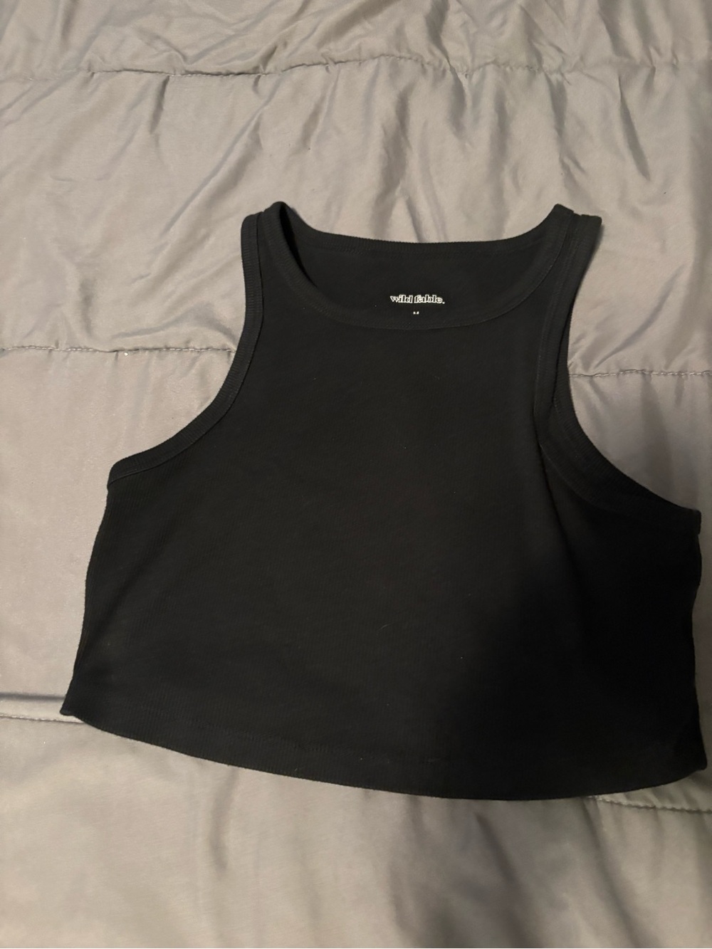 wild fable Black Ribbed Cropped Tank